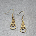 NEW Light Bulb Idea Pierced Earrings Bronze tone Dangle 7/8"