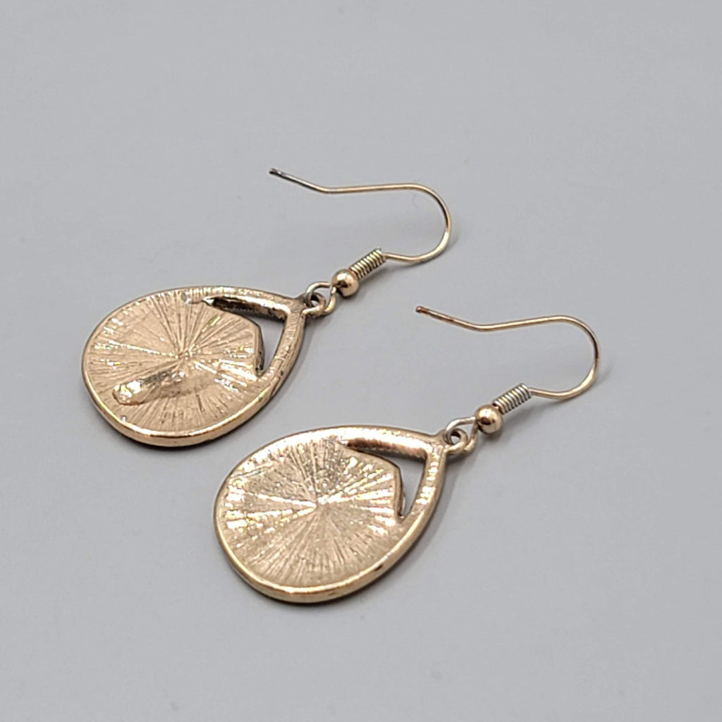 Boho Teardrop Pierced Earrings Gold tone Dangle Multicolor 1 1/8"