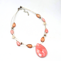 Multicolor Floating Stones Necklace Teardrop Pendant 18" +
