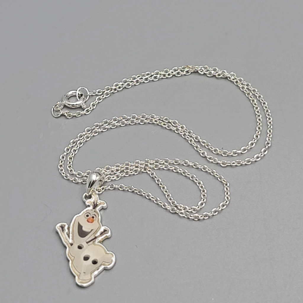 Disney Frozen Olaf Snowman Pendant Silver Signed JCM Charm For Bracelet Necklace