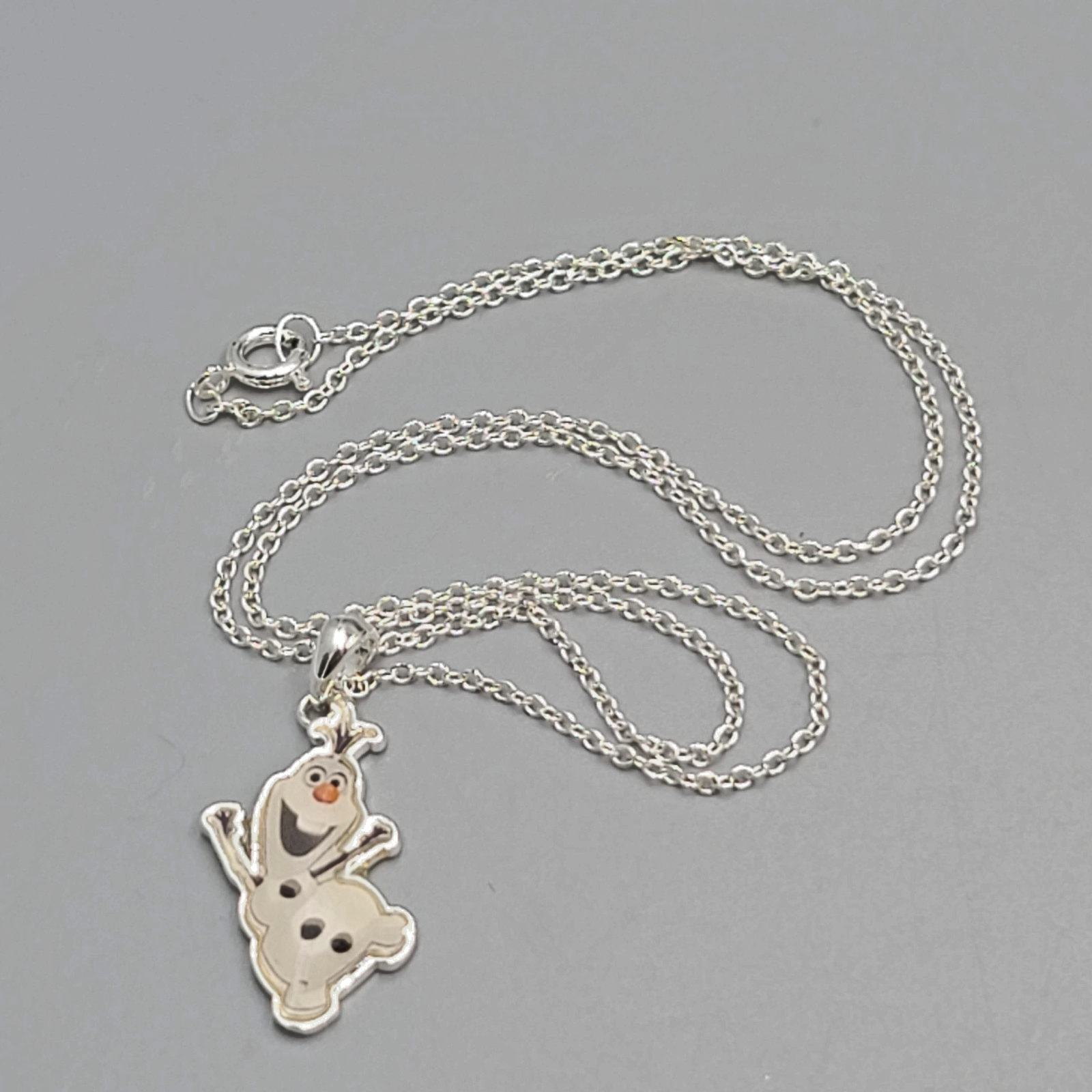 Disney Frozen Olaf Snowman Pendant Silver Signed JCM Charm For Bracelet Necklace