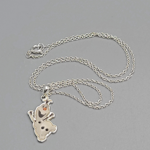 Disney Frozen Olaf Snowman Pendant Silver Signed JCM Charm For Bracelet Necklace