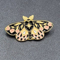 Moth Tulips Yellow Pink Black Enamel Lapel Hat Pin 1.75"