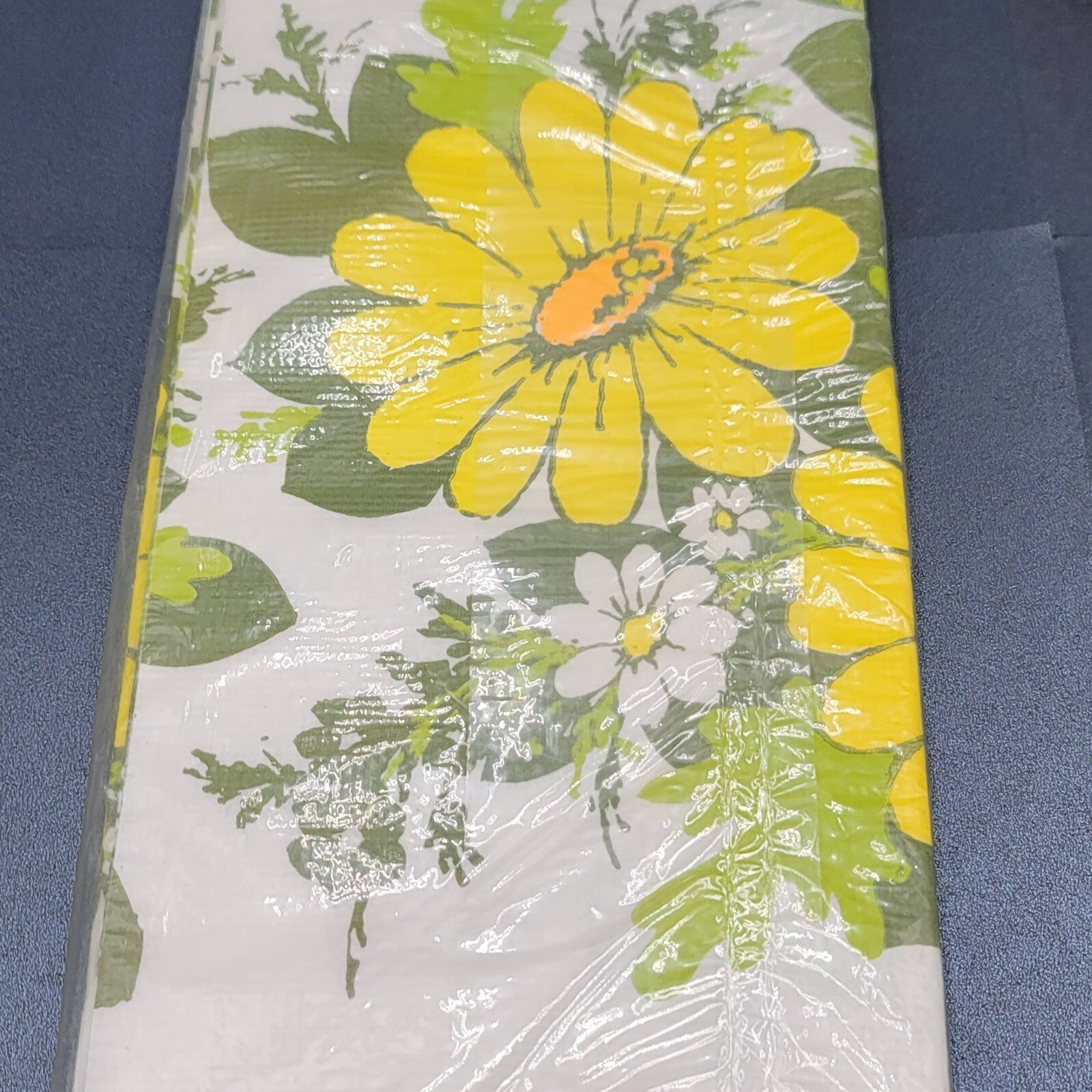 Vintage Hallmark Yellow White Flowers Floral Paper Table Cover 60" x 102" New