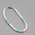 Blue Cats Eye Bead Puka Shell Bracelet 7.25"