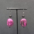Pierced Earrings Acrylic Purple Black Statement Beads 1.75"