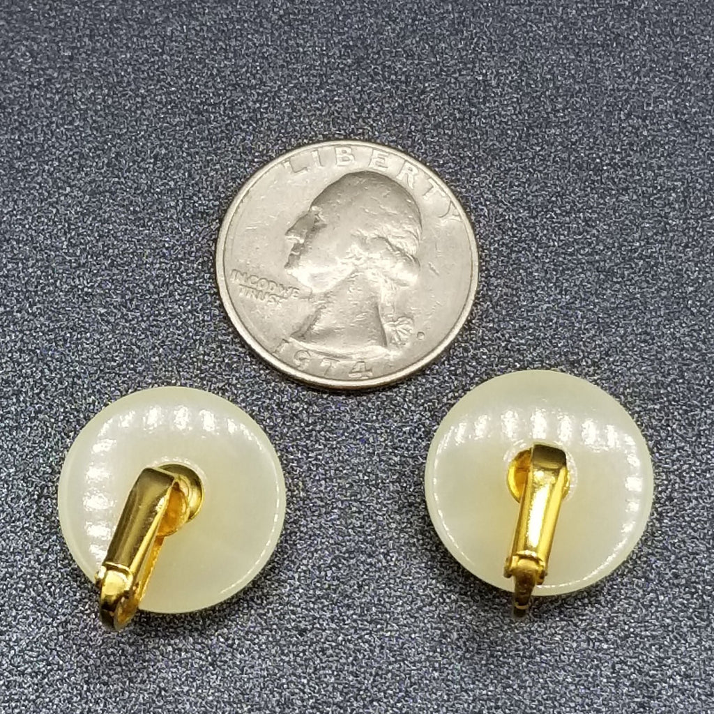 Vintage Clip on Earrings Opaque Swirl Acrylic Dome Drop Stud 3/4"
