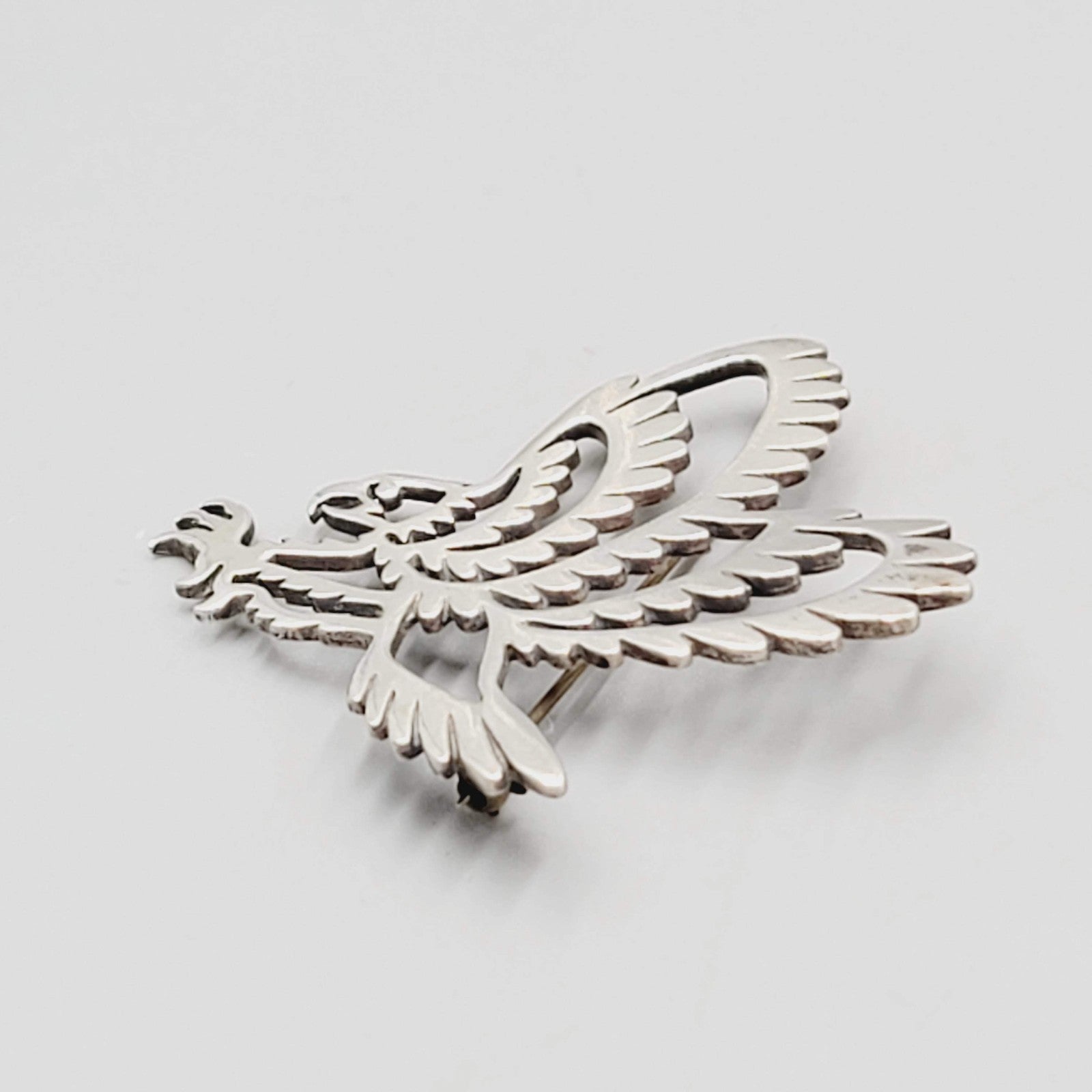 Vintage Eagle Brooch Sterling Silver Open Work 2"