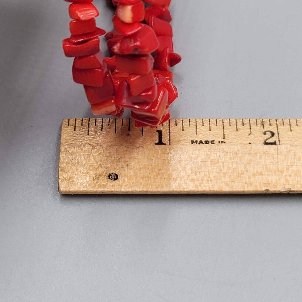 Memory Wire Bracelet Red Faux Coral Bead 