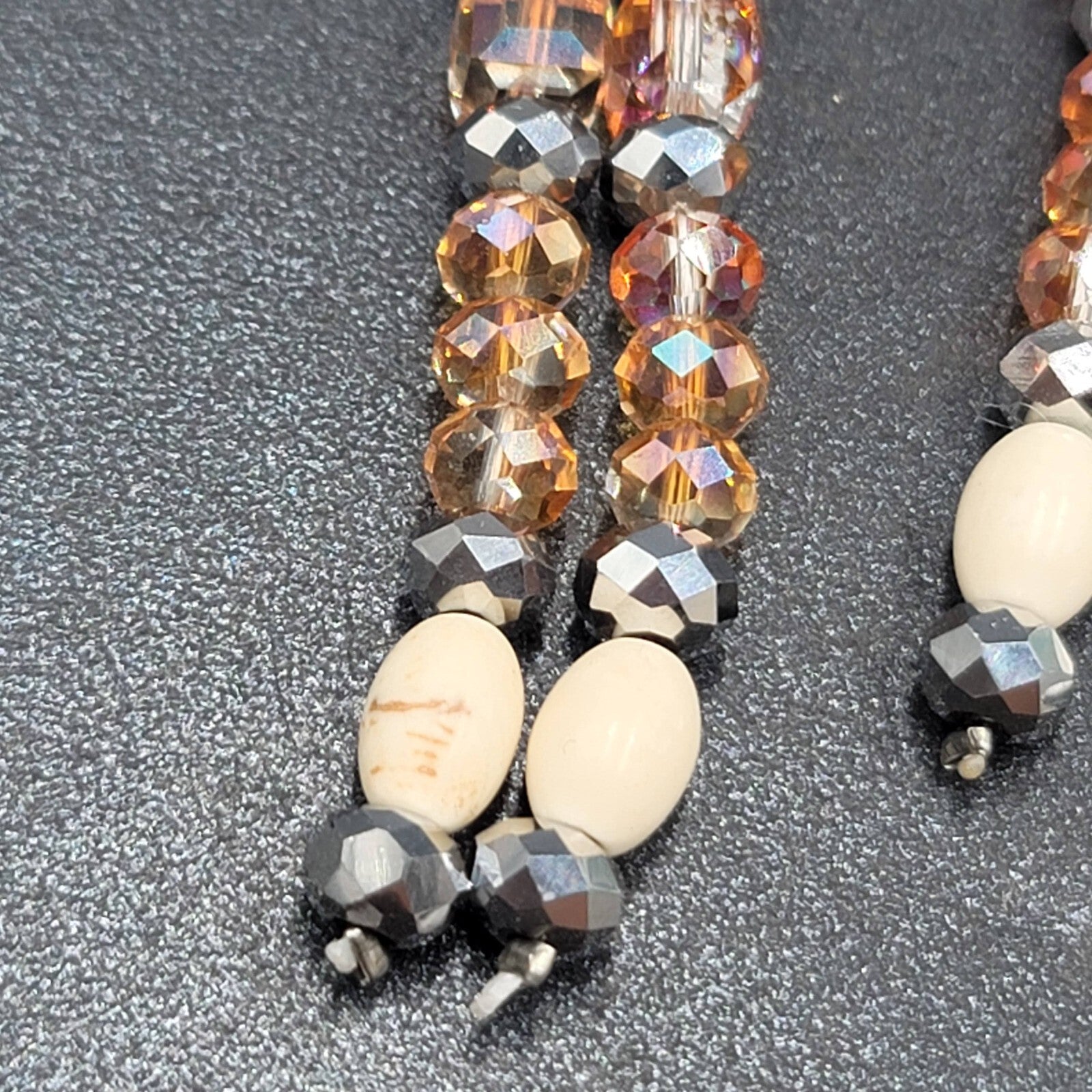 Pierced Earrings Multicolor Faceted Crystal Bead Dangle 3"