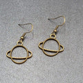 New Saturn Planet Pierced Earrings Bronze tone Dangle 3/4"