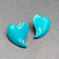 Vintage Pierced Earrings Blue Enamel Heart 1"