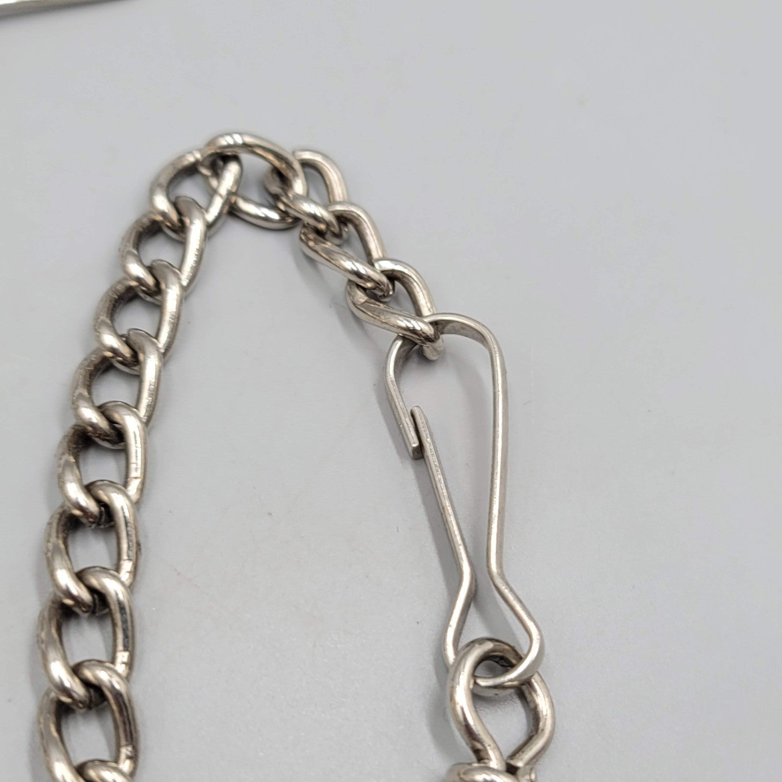 Belt & Buckle Wallet Chain Black Leather Silver tone 12"