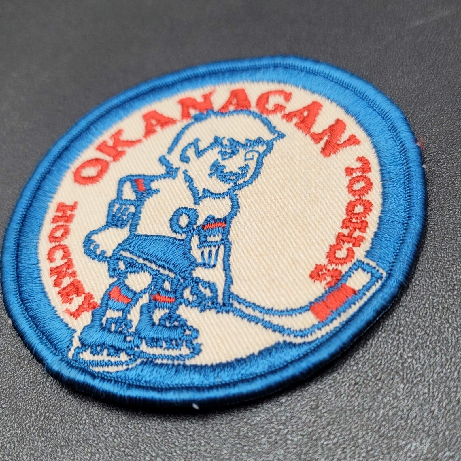 Vintage Okanagan Hockey Schools Patch BC British Columbia Canada Blue Orange 3.5