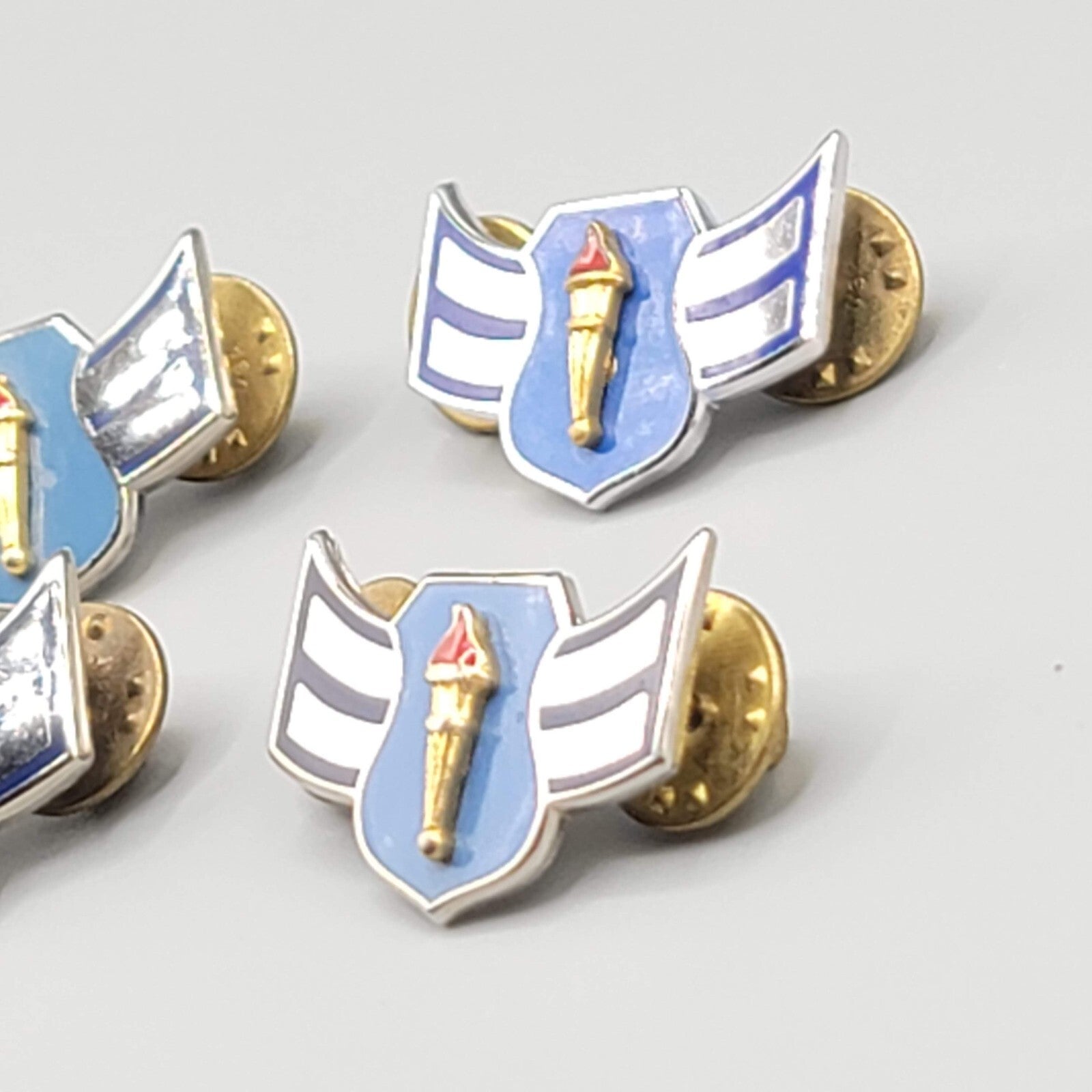 US Air Force JROTC Enlisted Silver tone Enamel 2 Pair 4 Total Lot