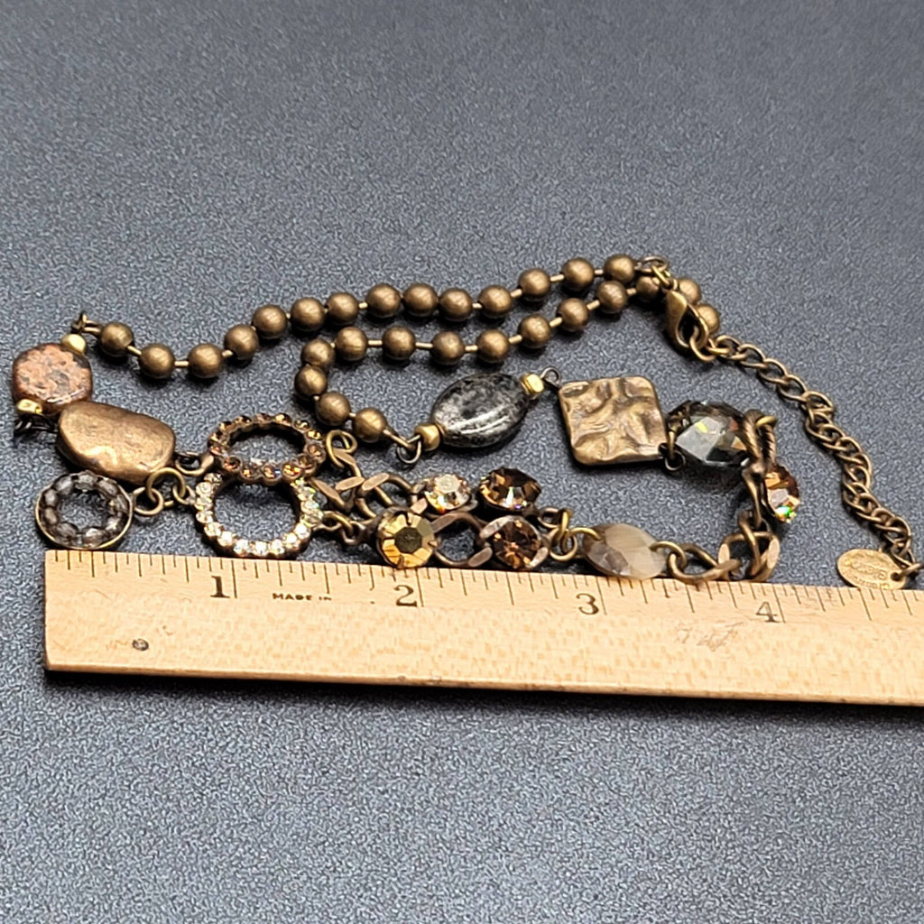 Creazioni Bianco Italy Bead Y Drop Necklace Bronze tone Chain 18-21" + Drop