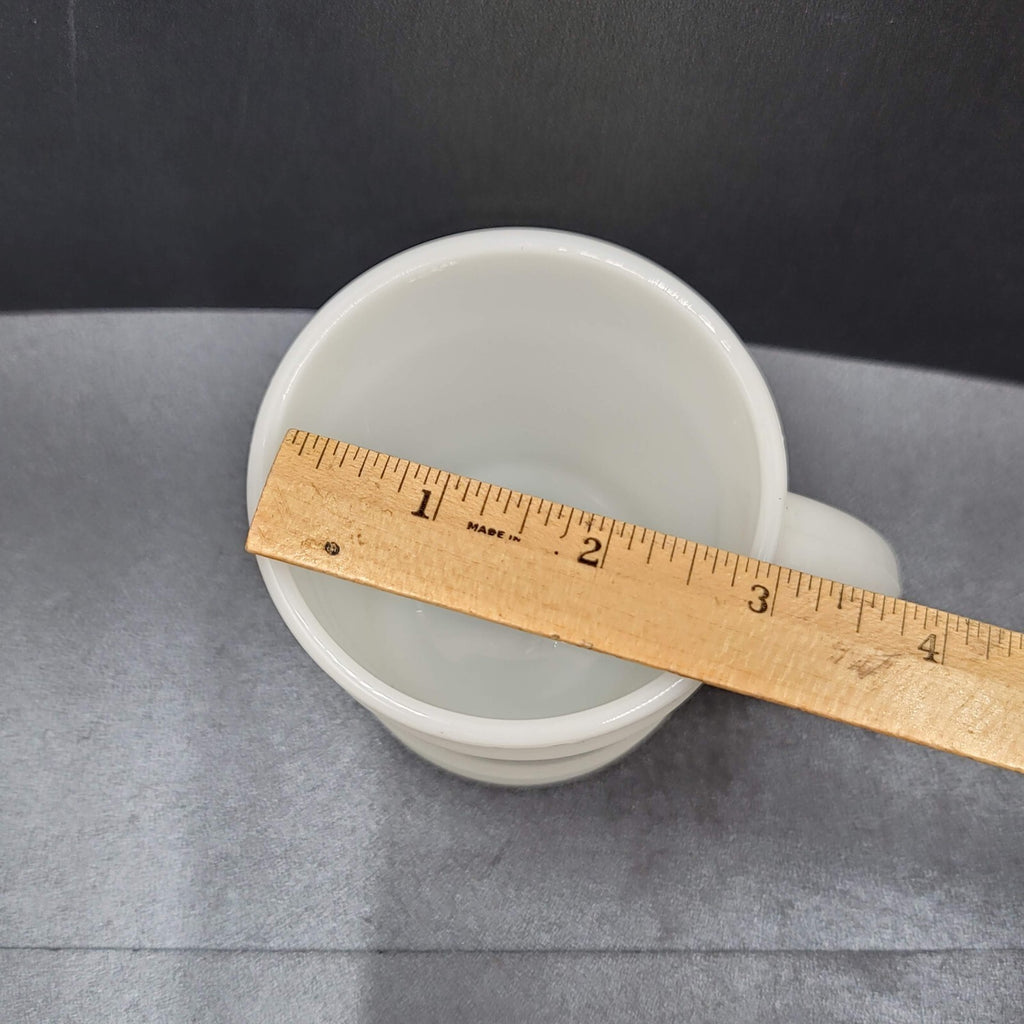 Vintage Oven Proof Anchor Milk Glass Coffee Mug Ribbed Design
