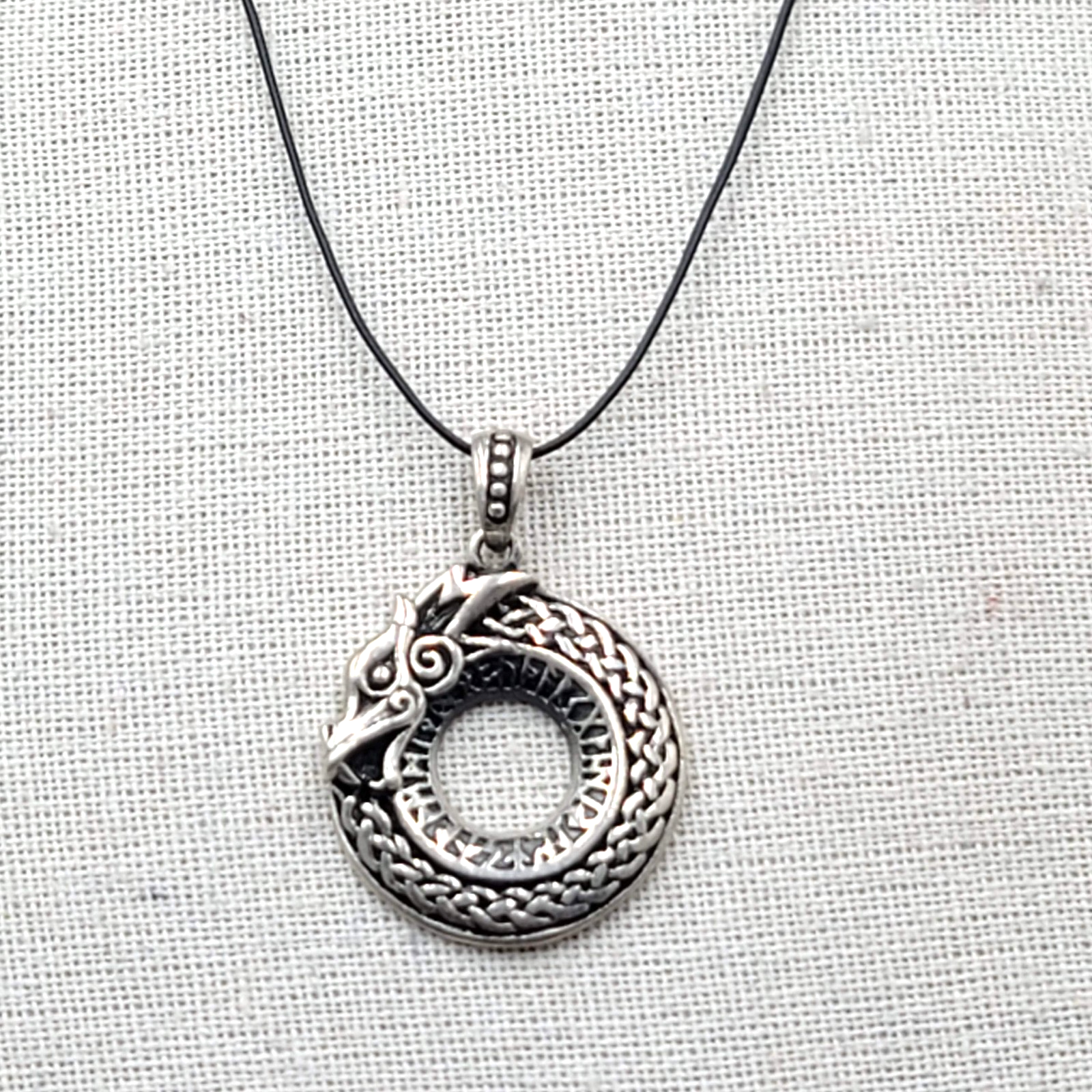 Ouroboros Pendant Necklace 925 Sterling Silver Viking Dragon 16"-18"