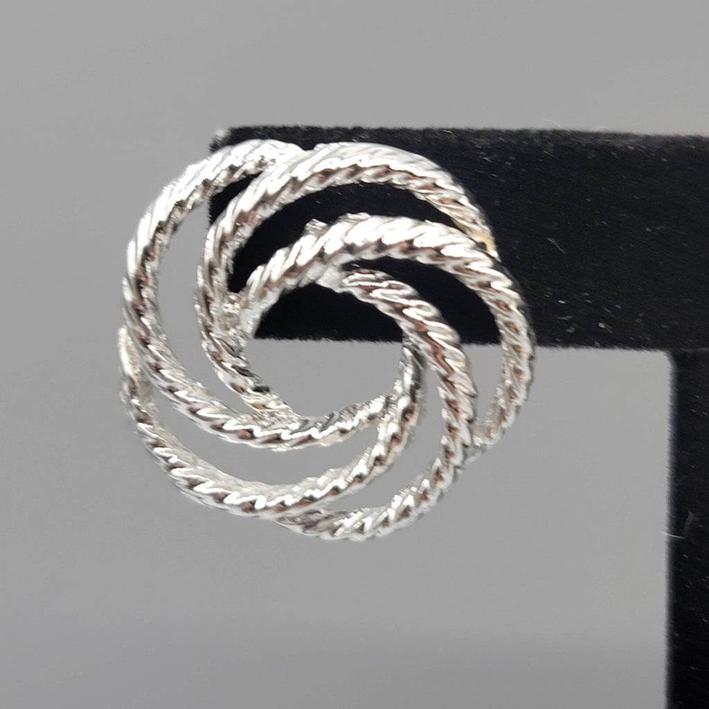 Pierced Earrings Silver tone Open Work Swirl Drop 1"