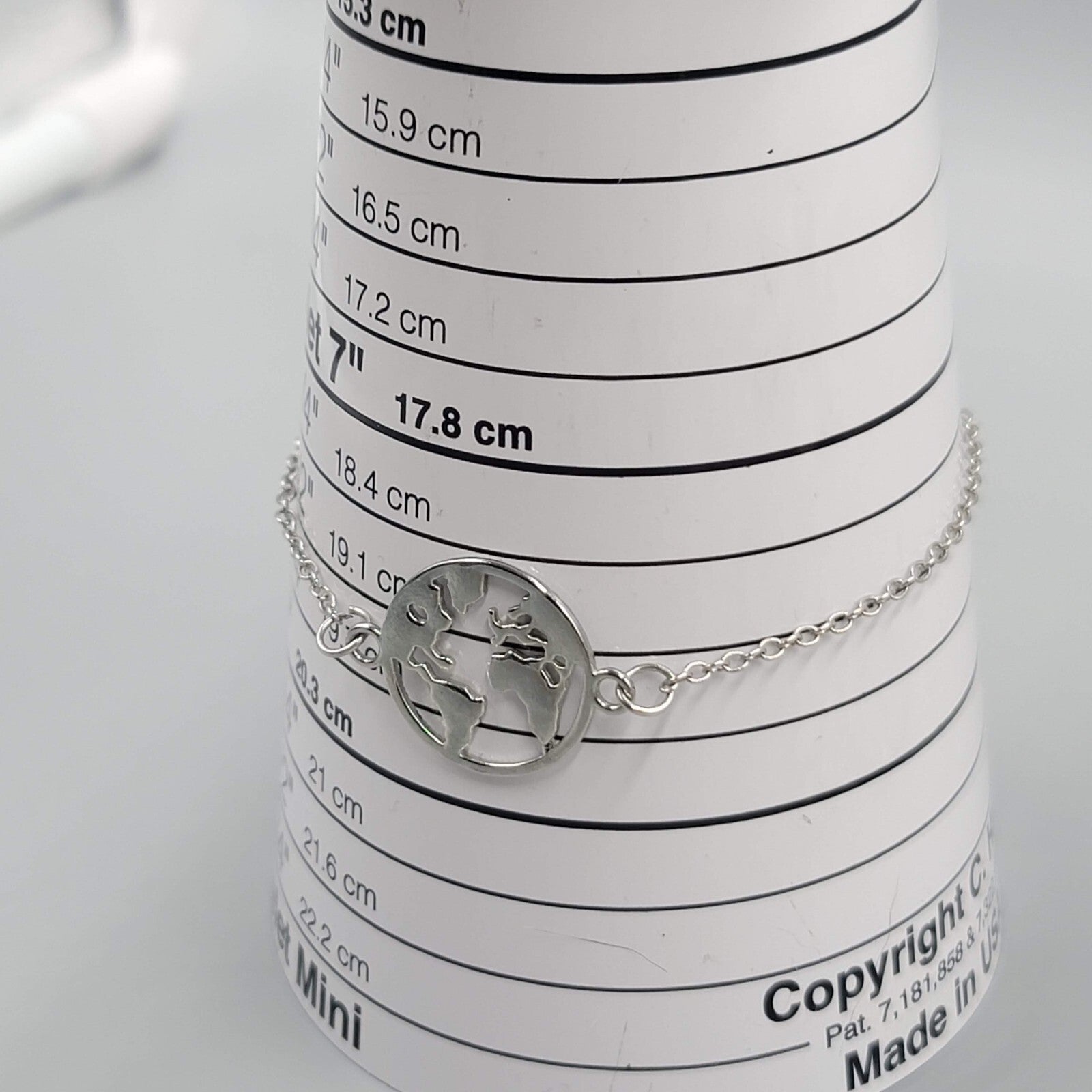 Globe Ankle Bracelet Silver tone Adjustable 7.5" - 9.5"