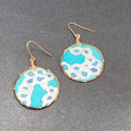 Pierced Earrings Hand Painted Silk Dangle Gold tone 1 3/8"