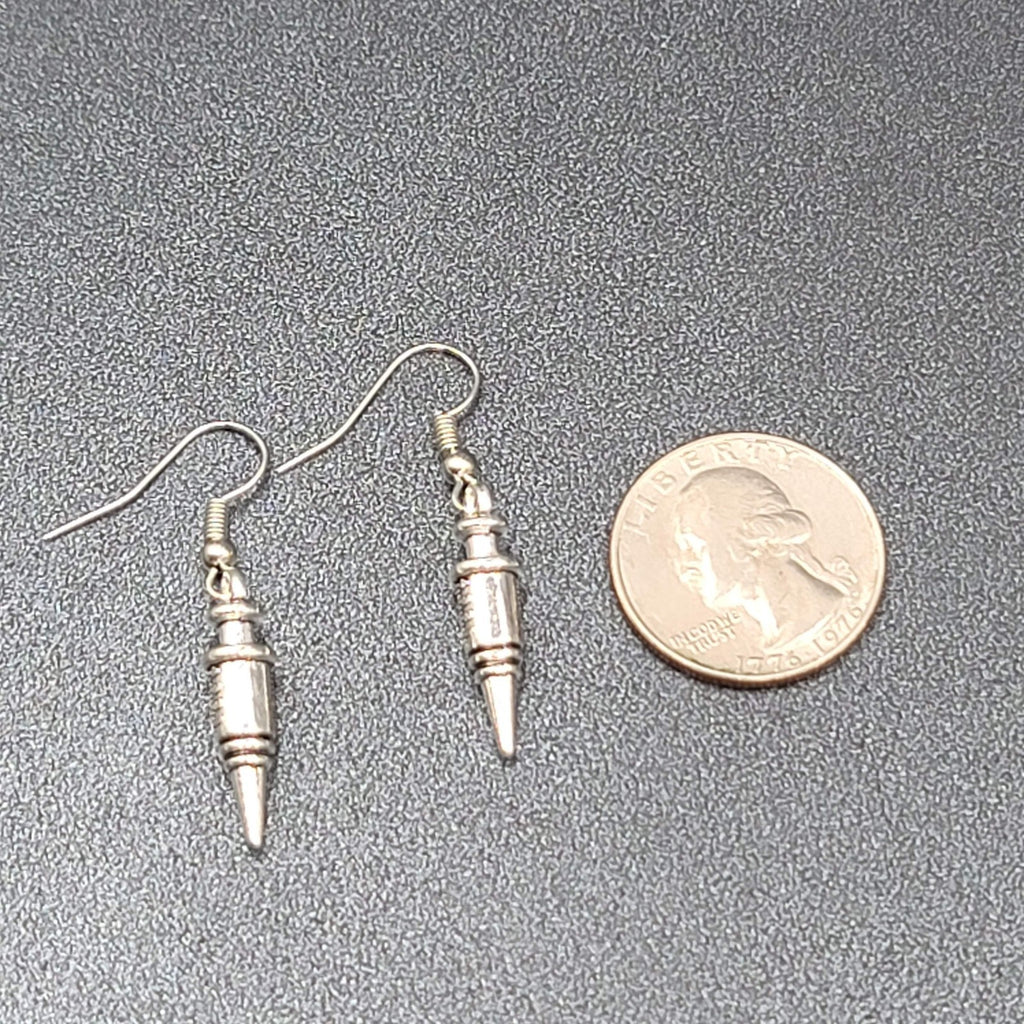 Syringe Nurse Pierced Earrings Silver tone Medical Dangle 1"