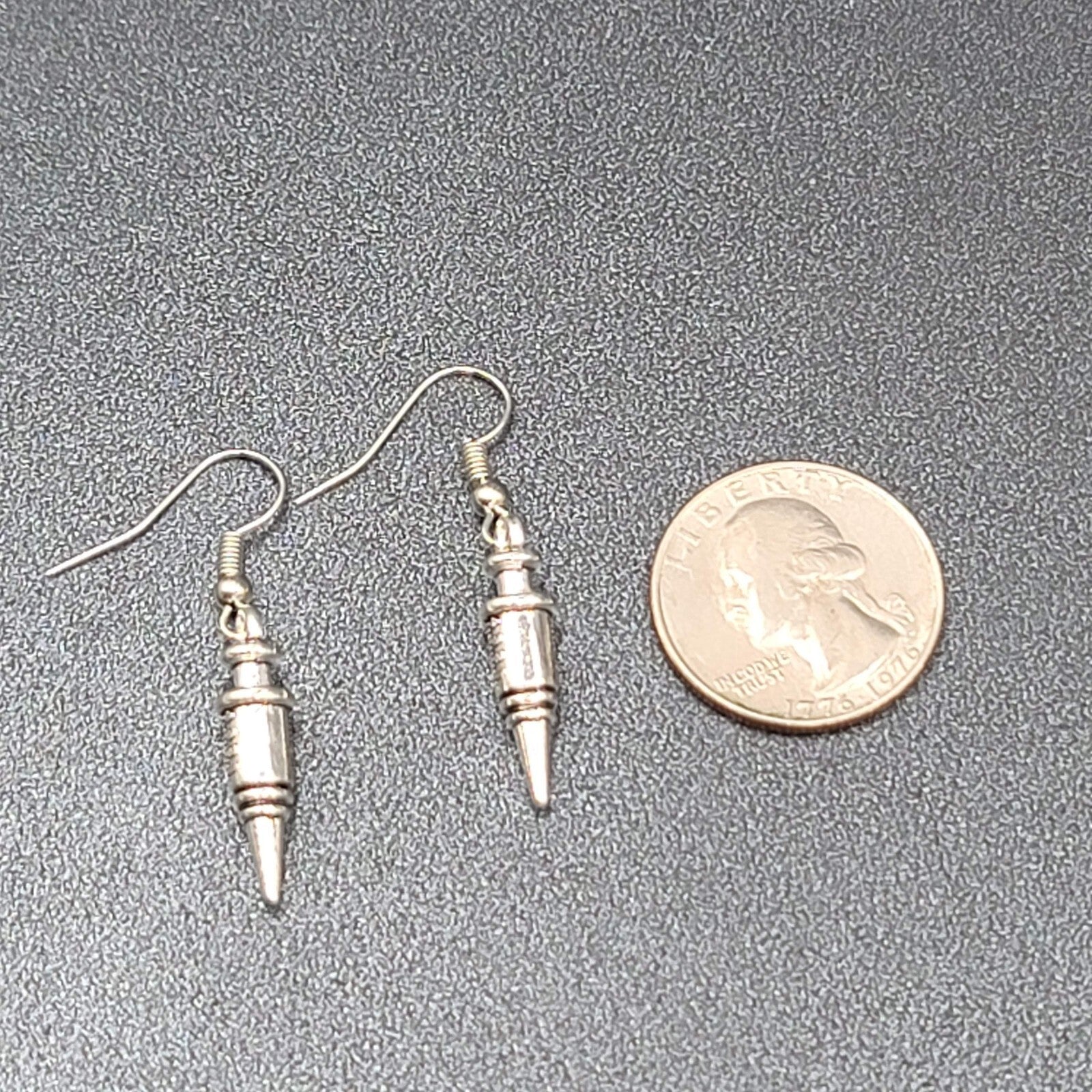 Syringe Nurse Pierced Earrings Silver tone Medical Dangle 1"