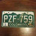 License Plate COLORADO PZF-759 12" x 6" Green White