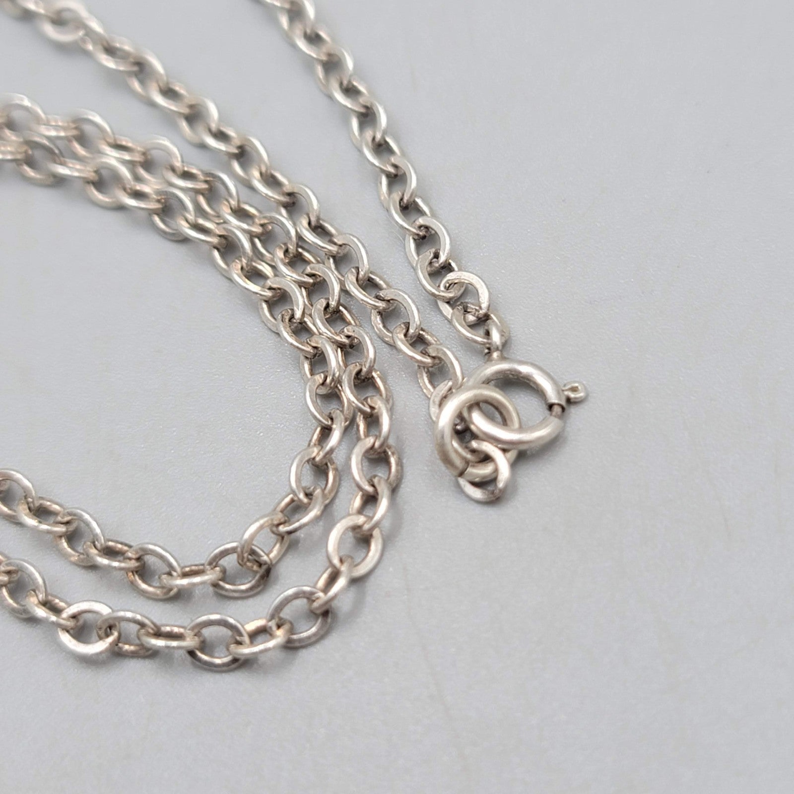 Sterling Silver Necklace Flower Embossed Puffy Heart Pendant Long Chain 30 in