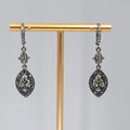 Givenchy Black Rhinestone Pierced Earrings Dangle 1.25"