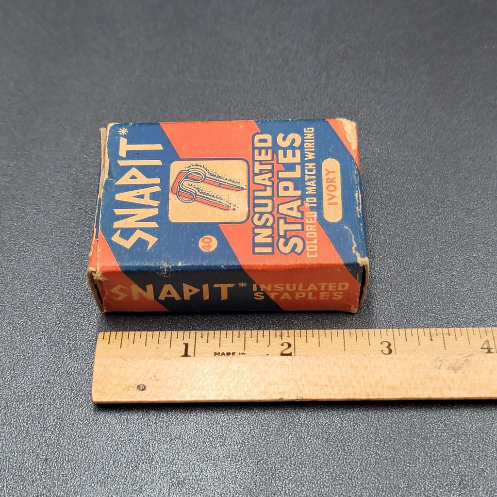 Vintage Mid Century Box of SNAPIT Insulated Staples White