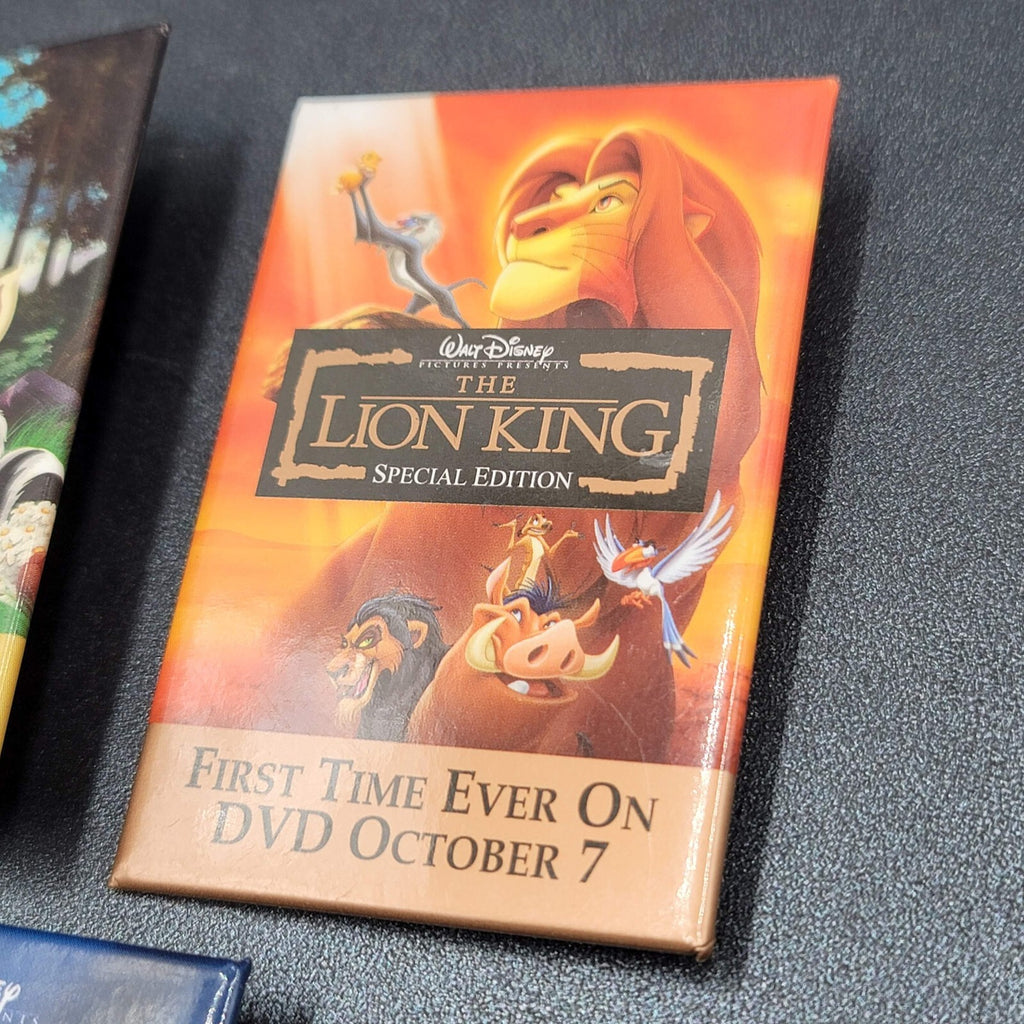 Vtg Disney Lot Movie Promo Pin Back Buttons Bambi Lion King Beauty and Beast