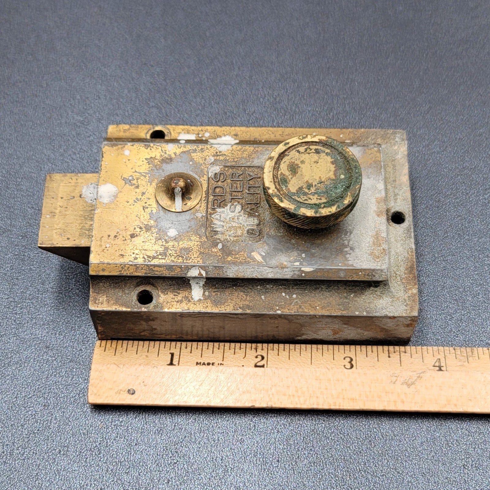 Vintage WARDS Surface Rim Night Latch No Keeper Reclaimed Salvage WORKS