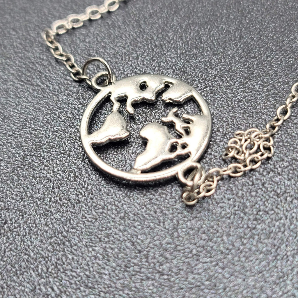 Globe Ankle Bracelet Silver tone Adjustable 7.5" - 9.5"