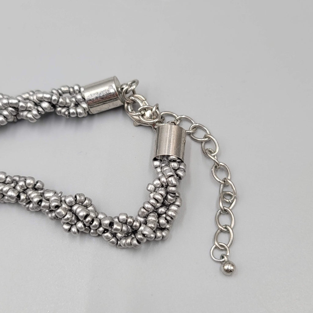 Bead Necklace Gray Silver tone Gradient 32"