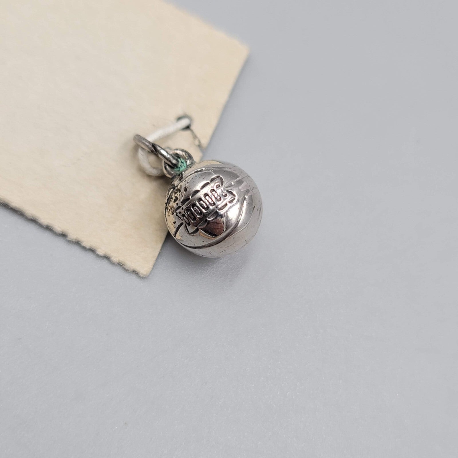 Small Basketball Vintage Sterling Silver Bracelet Charm Pendant 3/8"