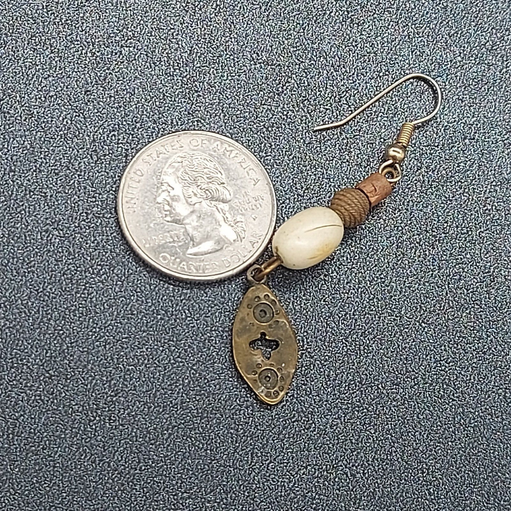 Pierced Earrings Silver tone Dangle Beaded Metal Accent 2"