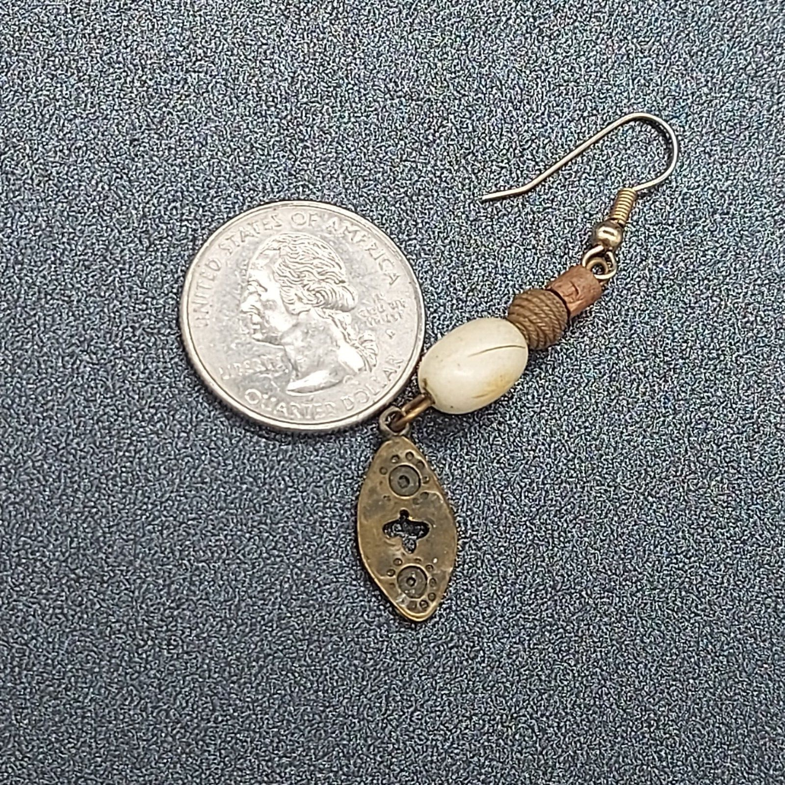 Pierced Earrings Silver tone Dangle Beaded Metal Accent 2"