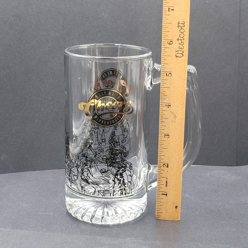 Cheers Meet Me In Minneapolis Clear Mug with Black Etching Beer Stein Souvenir