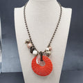 Orner Necklace Made in France Ball Chain Weaved Pendant Artisan Boho 17"