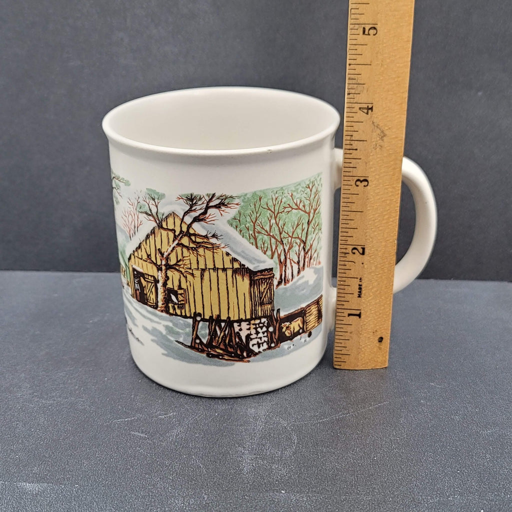 Sunny Stoneware Coffee Mug Made in Korea Winter Scene