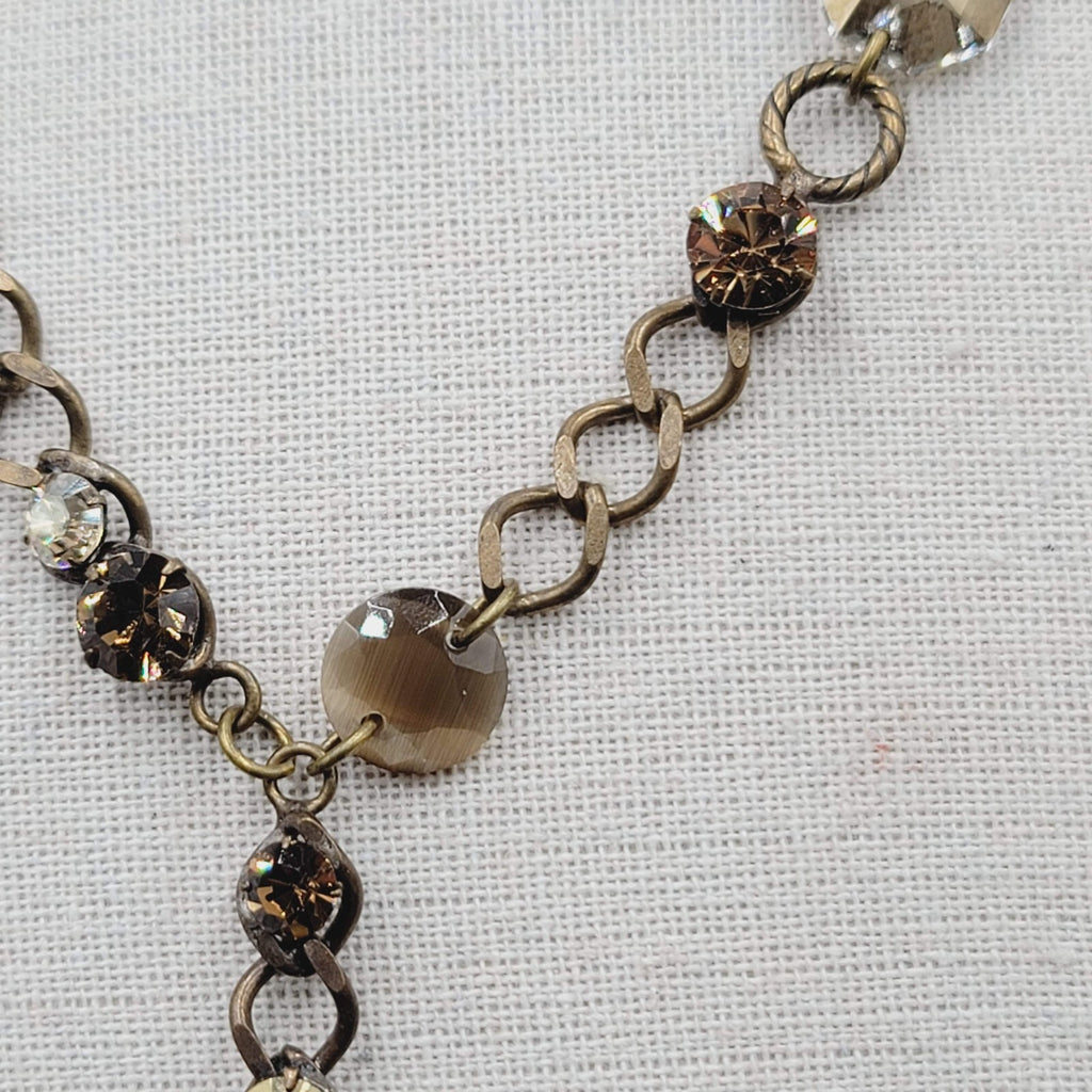 Creazioni Bianco Italy Bead Y Drop Necklace Bronze tone Chain 18-21" + Drop