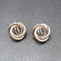 Vintage Clip on Earrings Silver tone Intertwined Circle Studs 5/8"