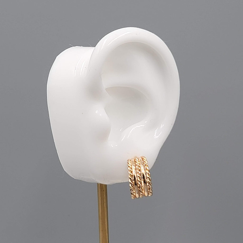 Wide Hoop Pierced Earrings Gold Plated Hoops 1/2"