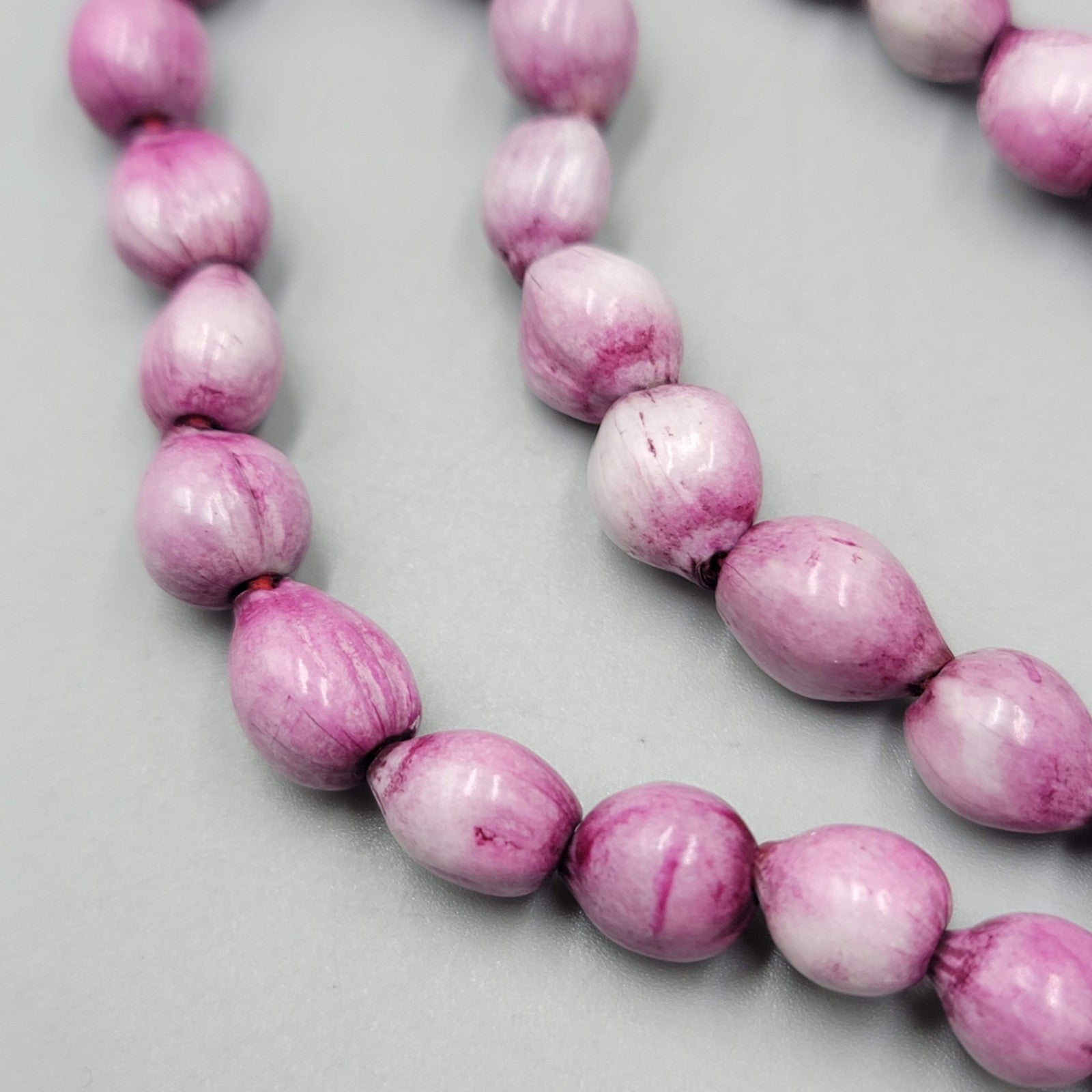 Jobs Tears Seed Beads Dyed Purple Hand Strung 50 in