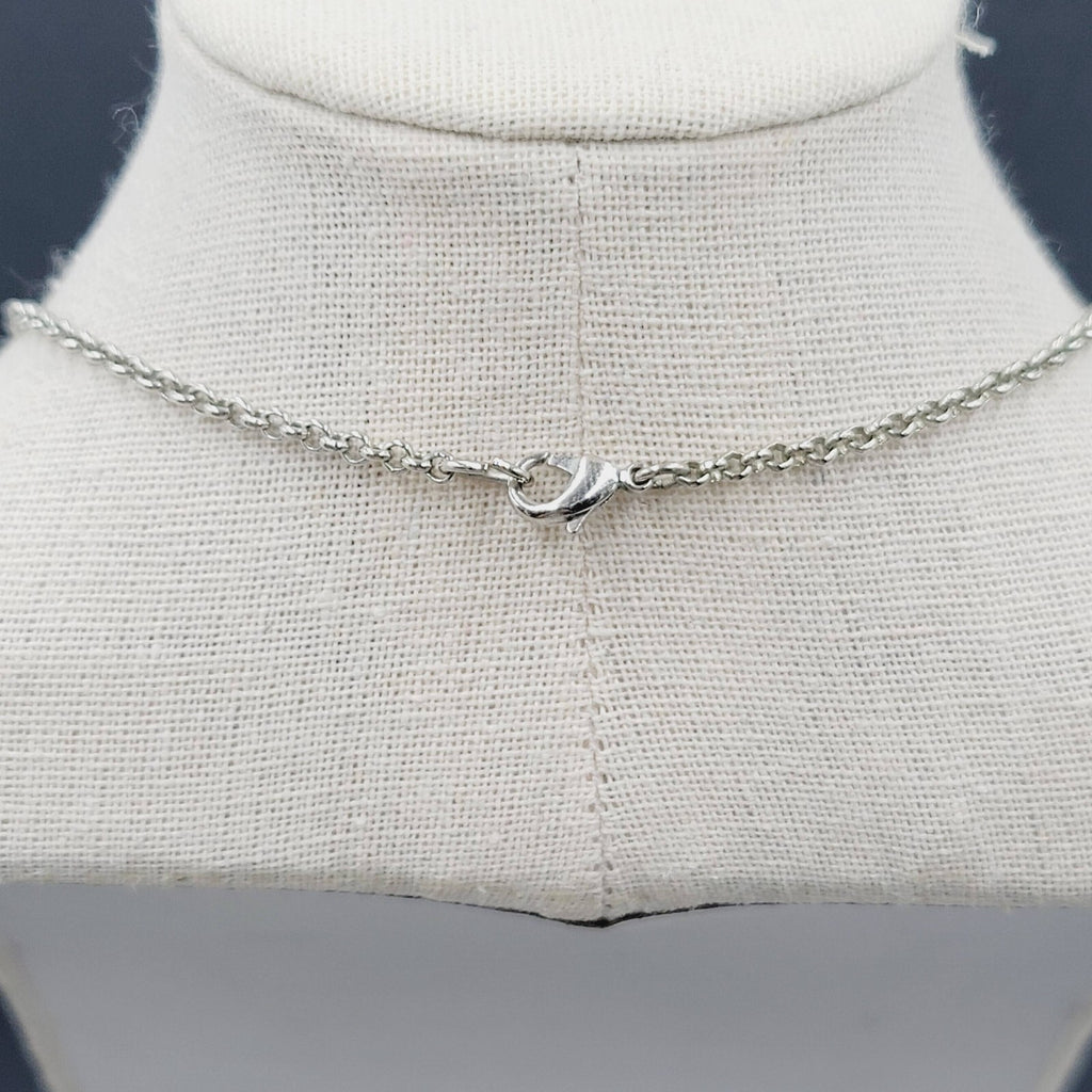Y Necklace Hematite Silver tone Blue Bead Accent Multi Chain 18" + 5"