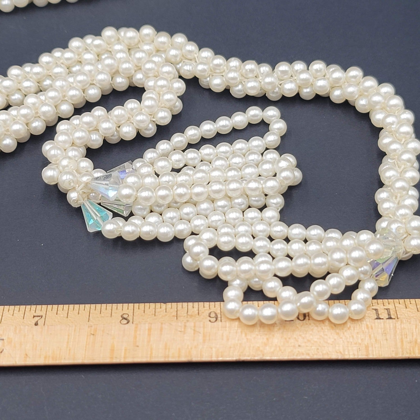 Vintage Large White Bead Lariat Necklace 70" STATEMENT!