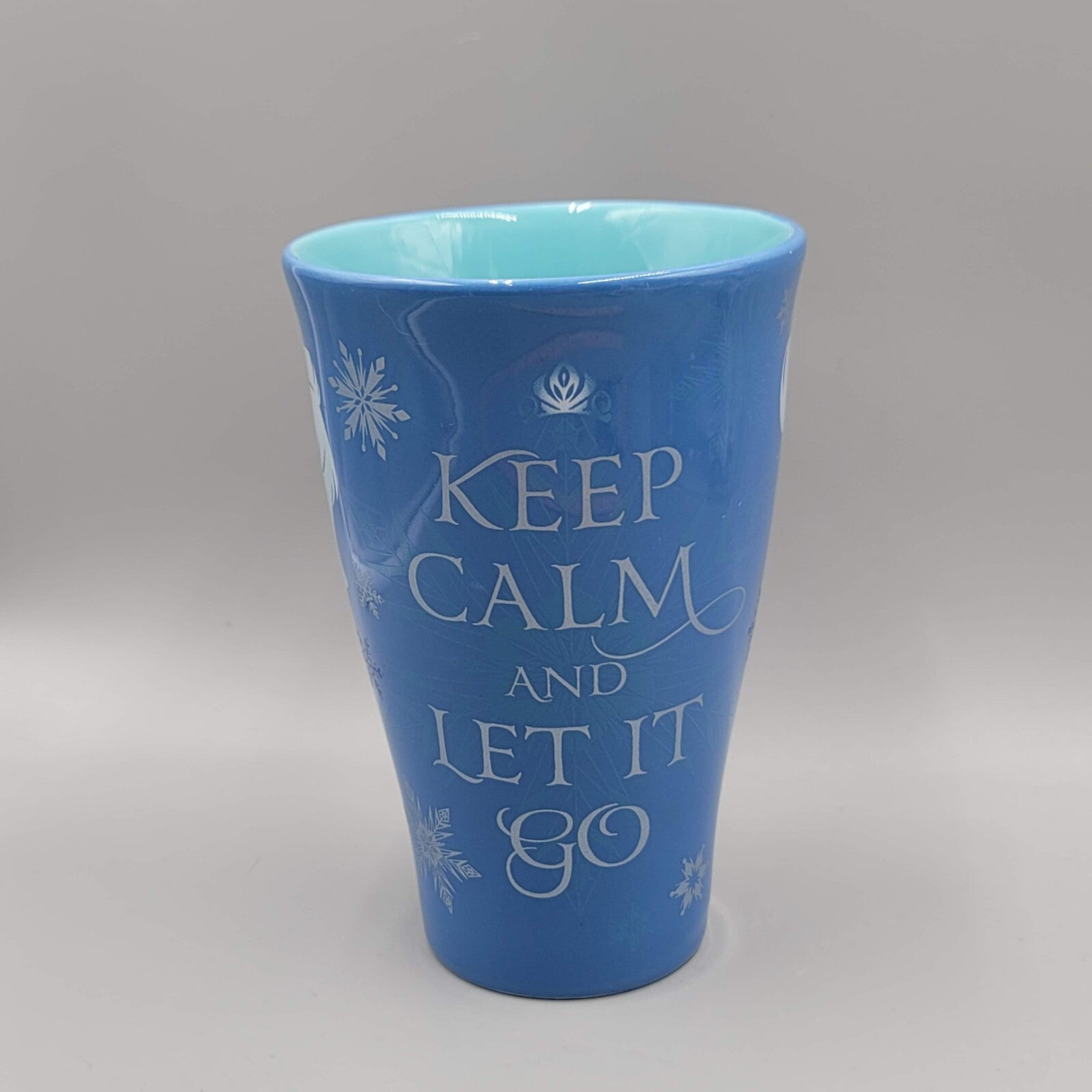 Disney Store Frozen Keep Calm and Let It Go Coffee Mug Blue Elsa