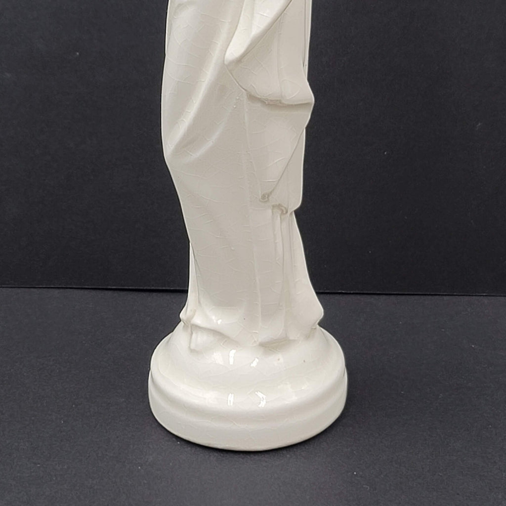 Vintage Ceramic Mother Mary Figurine White 7 in