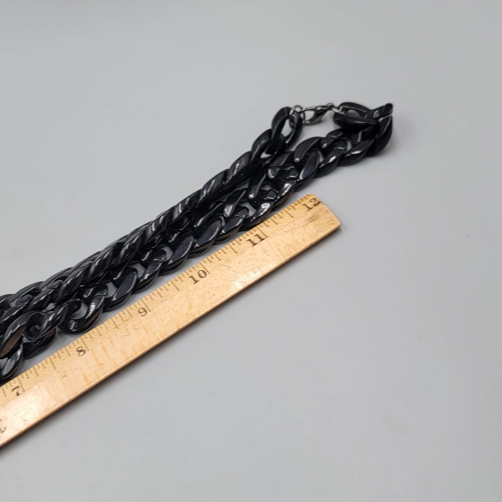 Black Acrylic Link Necklace Long Statement 28"